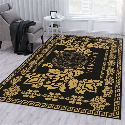 versace print area rug|Versace rug black and gold.